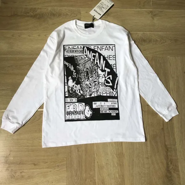 Design Long Sleeve Graphic Tee Black T-Shirts - 5