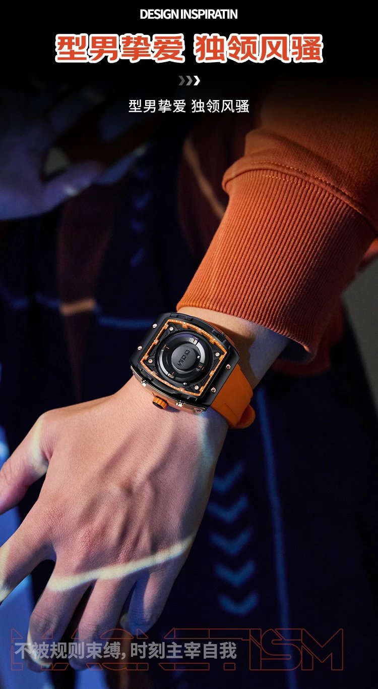 Design DOM Debo Demay Black Rose Gold Rubber Strap Watch Watches - 5