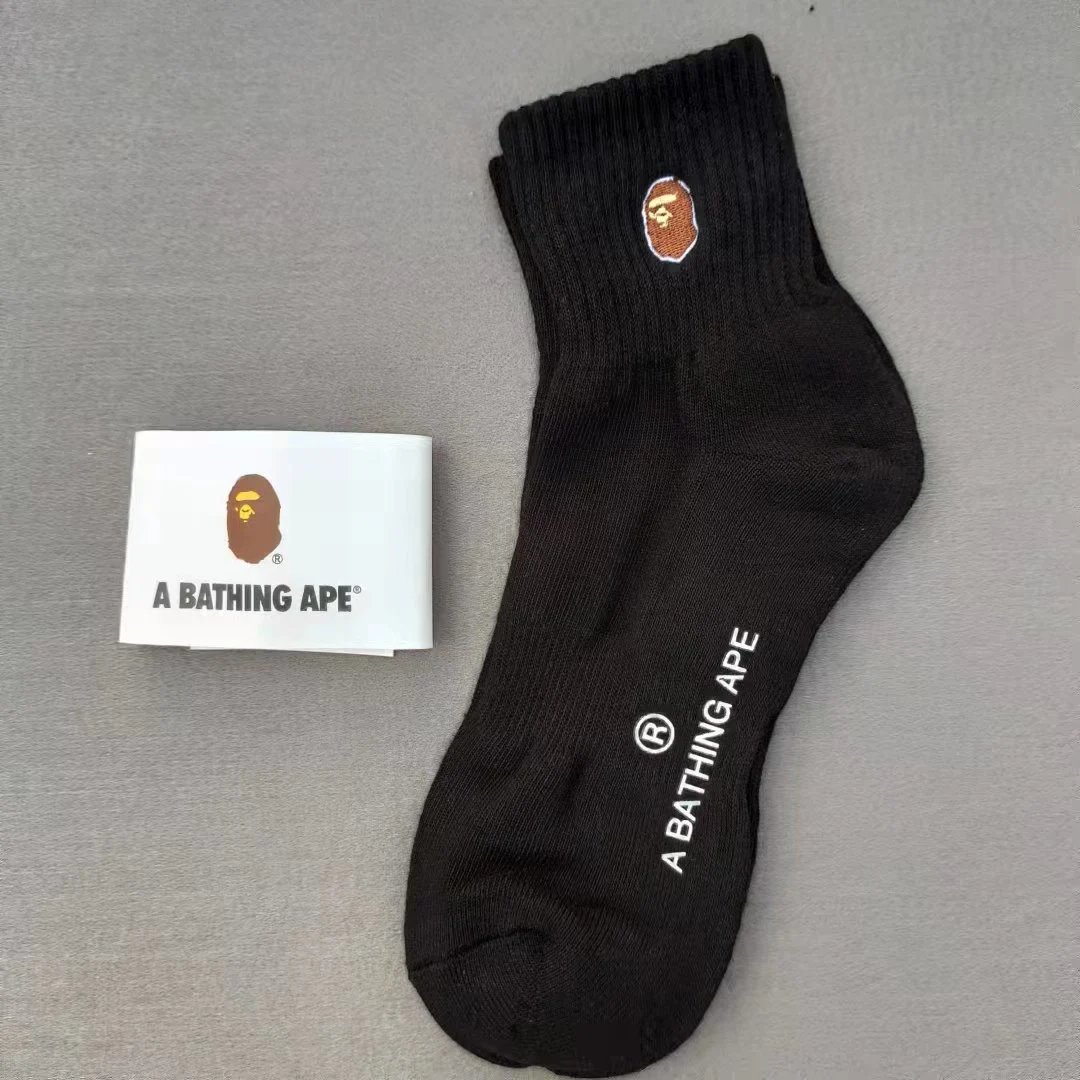 A Bathing Ape Classic Ape Head Embroidered Socks White - 8