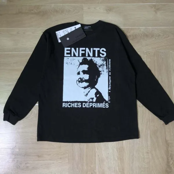Design Long Sleeve Graphic Tee Black T-Shirts - 24