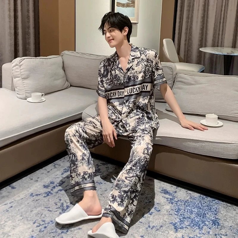 Dior Toile de Jouy Print Sleepwear Set White / Black - 24
