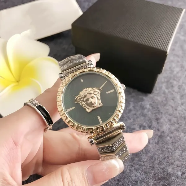 Versace Medusa Green Dial Gold-Tone Watch Watches - 7