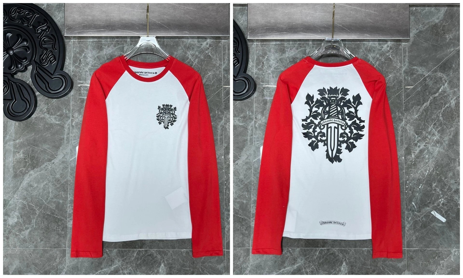 Chrome Hearts Cross Embroidery Long Sleeve Tee Black T-Shirts - 31
