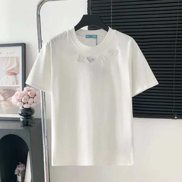 Prada Logo-Embroidered White T-Shirt - 1