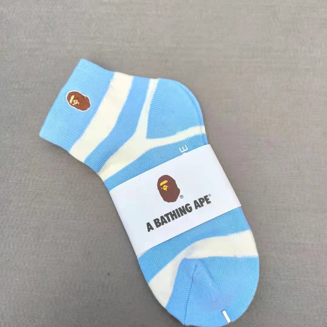 A Bathing Ape Classic Ape Head Embroidered Socks White - 13