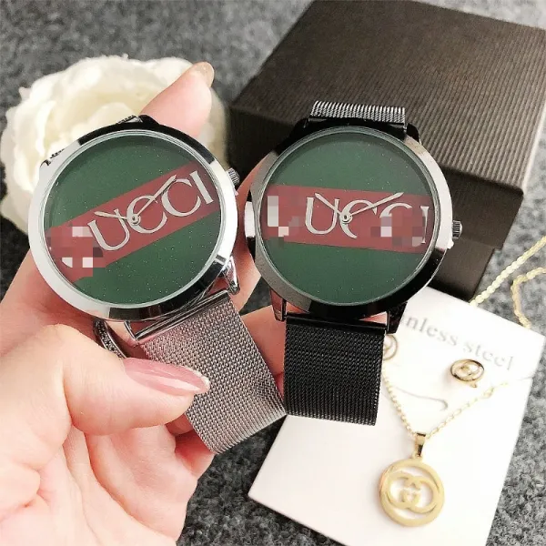 Gucci GG Marmont Green Red Stripe Stainless Steel Mesh Watch and Jewelry Set Watches - 8