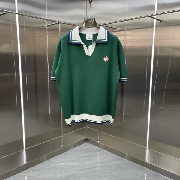 Casablanca Casa Blanca Checkerboard Polo Olive Green Tops.polo - 8