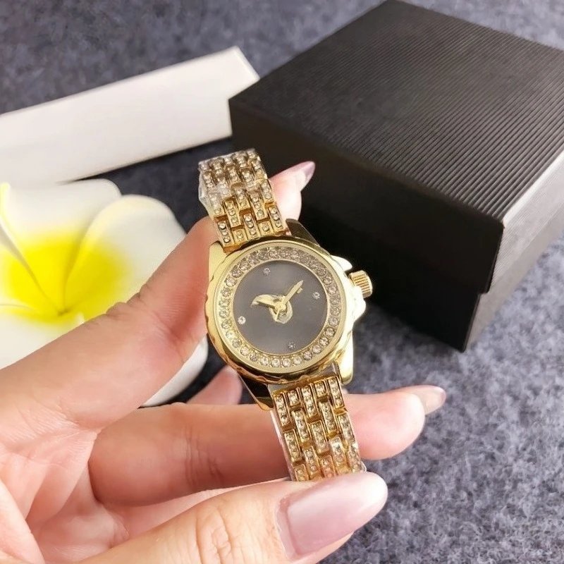 Design Luxury Crystal-Embellished Two-Tone Watch Gold Silver Watches - 7