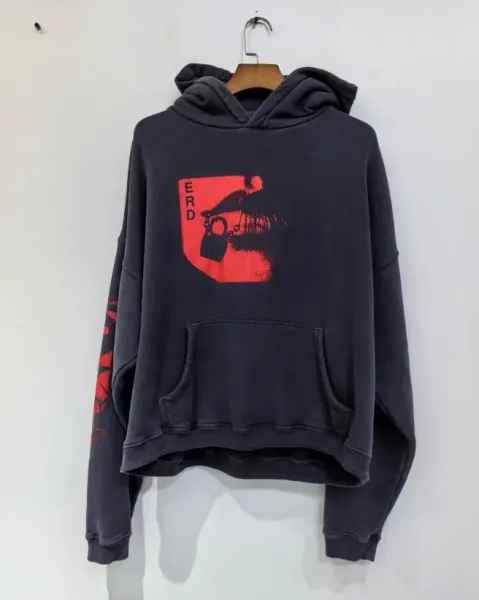 Design Manga Print Cropped Sweatshirt Black Hoodie - 4