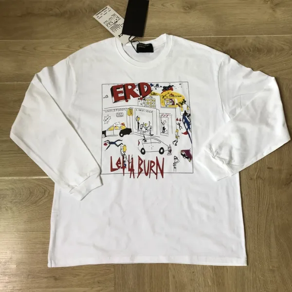 Design ERD Let It Burn Graphic Long Sleeve T-Shirt White T-Shirts - 1