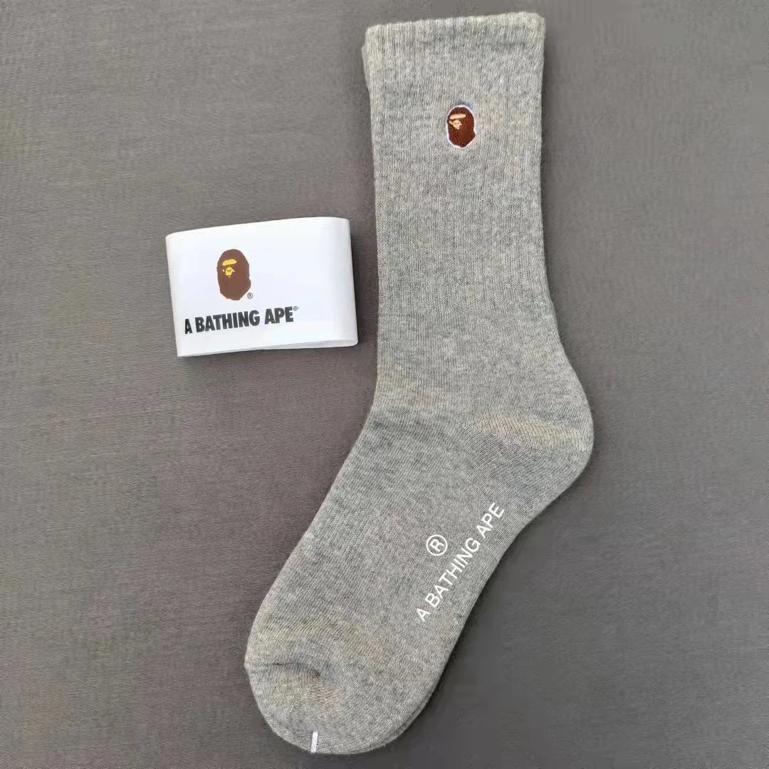 A Bathing Ape Classic Ape Head Embroidered Socks White - 12
