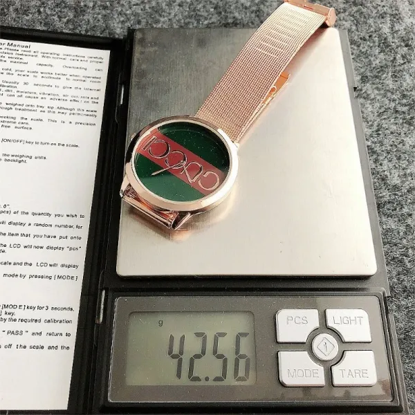 Gucci GG Marmont Green Red Stripe Stainless Steel Mesh Watch and Jewelry Set Watches - 14