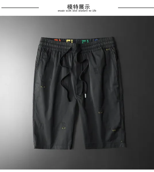 Fendi FF Logo Print Nylon Shorts Black - 7