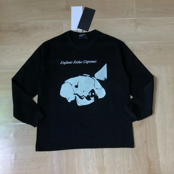 Design Long Sleeve Graphic Tee Black T-Shirts - 19