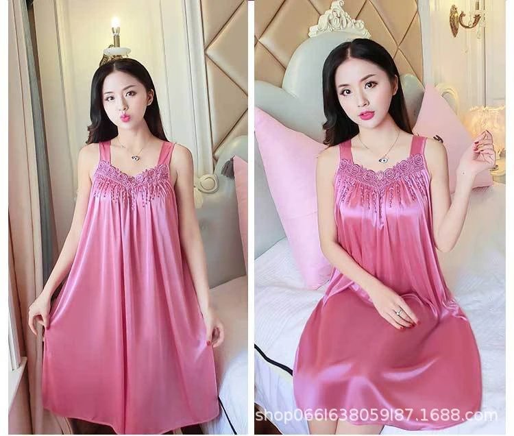 Design Lace-Trimmed Light Blue Sleepwear Dress - 8