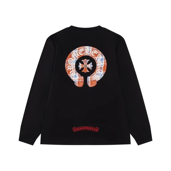 Chrome Hearts Plaid Cross Logo Long Sleeve T-Shirt Black - 1