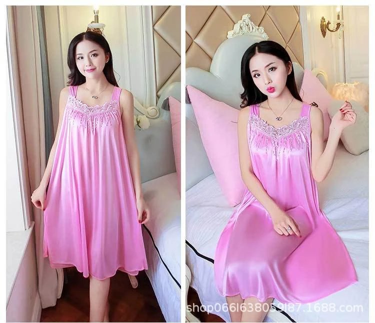 Design Lace-Trimmed Light Blue Sleepwear Dress - 22