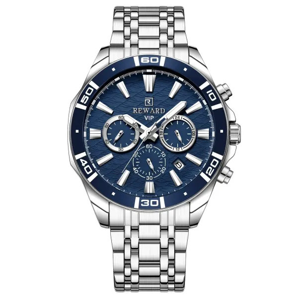 Design Reward VIP Chronograph Blue Dial Stainless Steel Watch Watches - 1