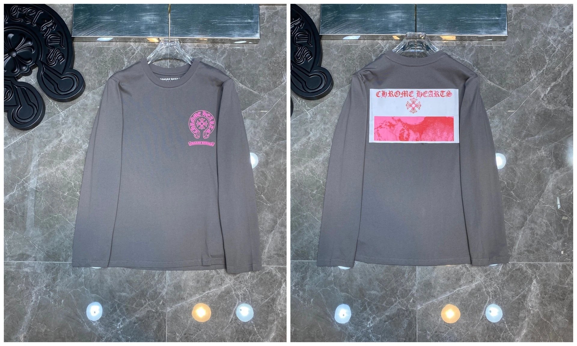 Chrome Hearts Cross Embroidery Long Sleeve Tee Black T-Shirts - 45