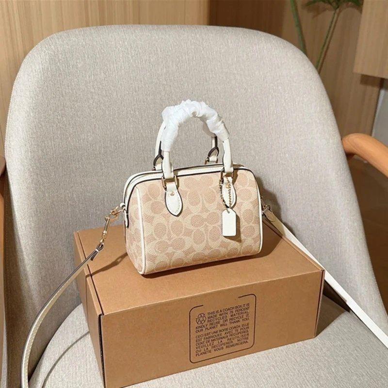 Coach Box Bag Mini Beige Signature Canvas Handbag - 11