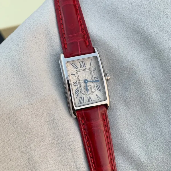 Cartier Tank Louis Watch Red Alligator Strap Watches - 1