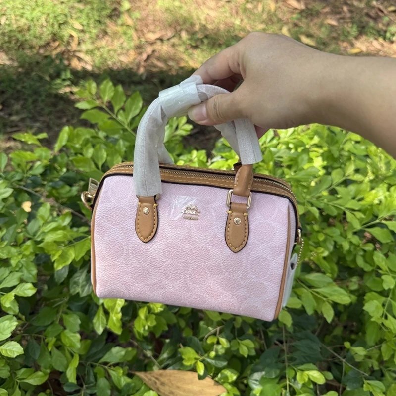 Coach Box Bag Mini Beige Signature Canvas Handbag - 29