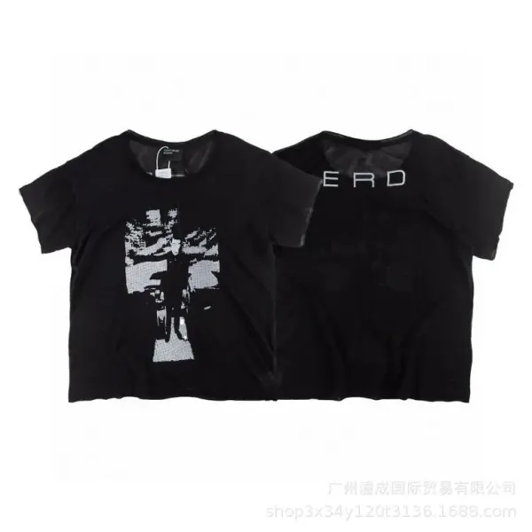 Design Abstract Print Cropped T-Shirt Black - 1