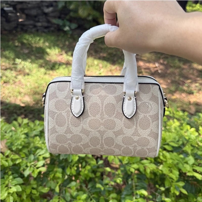 Coach Box Bag Mini Beige Signature Canvas Handbag - 36