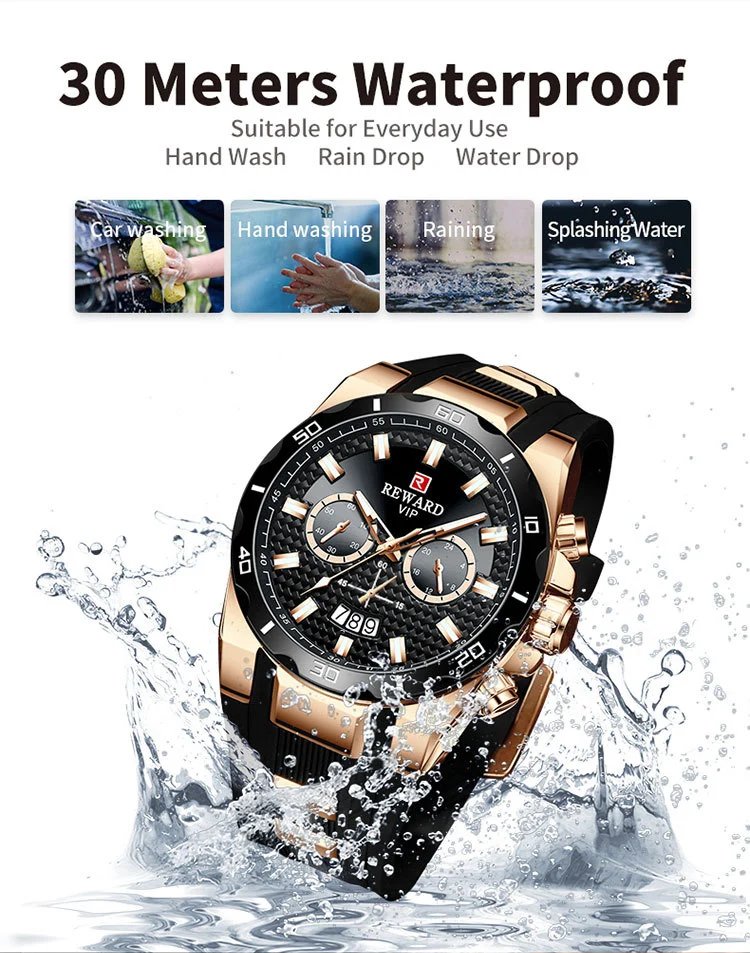 Design Reward VIP Chronograph Blue Silicone Strap Watch Watches - 6