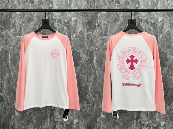 Chrome Hearts Raglan Long Sleeve T-Shirt White Pink - 1