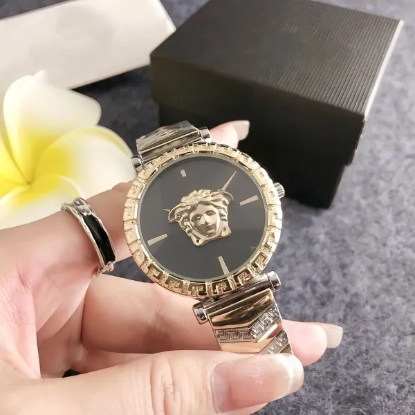 Versace Medusa Head Watch Gold Black Dial Quartz Watch Watches - 1