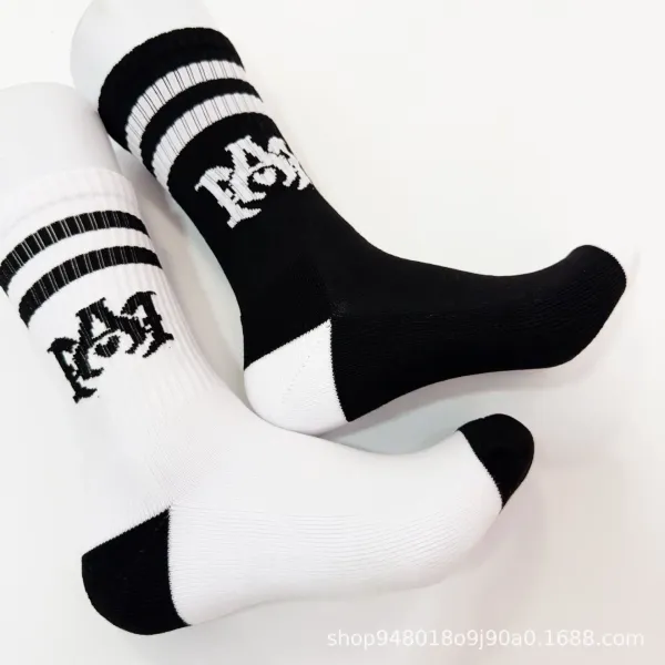 Amiri Logo Stripe Socks White / Black - 4