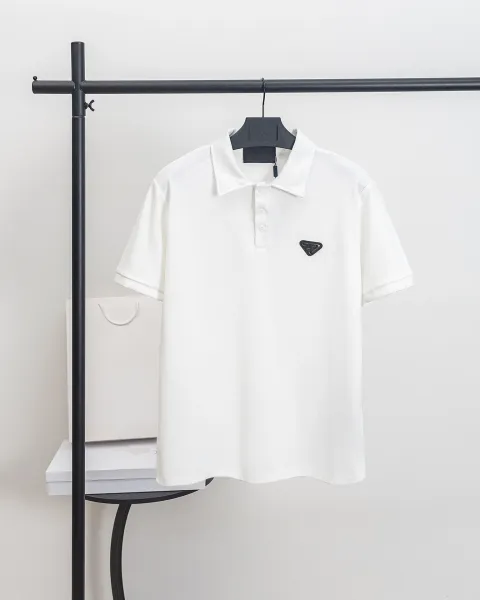 Prada Triangle Logo Piqué Polo Black Polo Shirt - 18