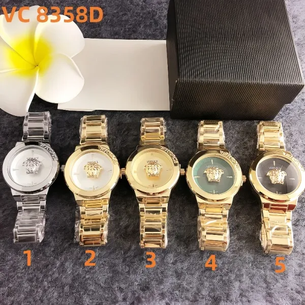 Versace Medusa Green Dial Gold-Tone Watch Watches - 3