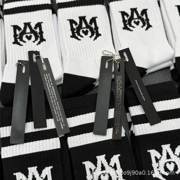 Amiri Logo Stripe Socks White / Black - 3