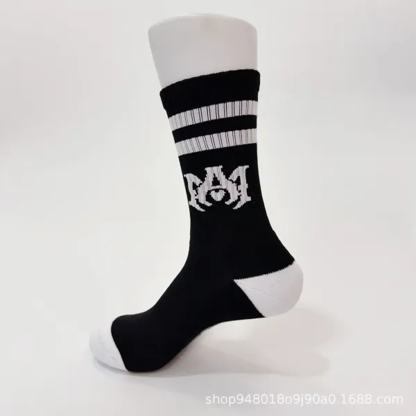 Amiri Logo Stripe Socks White / Black - 15