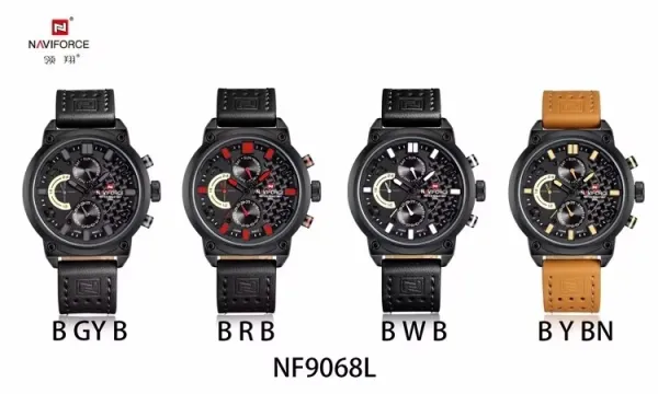 Design NAVIFORCE Chronograph Black Red Mesh Strap Quartz Watch Watches - 3