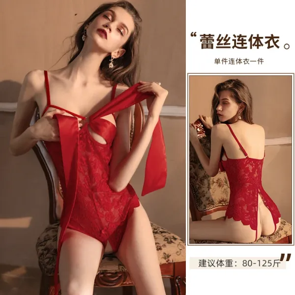 Design Red Lace Bodysuit Underwear - 1