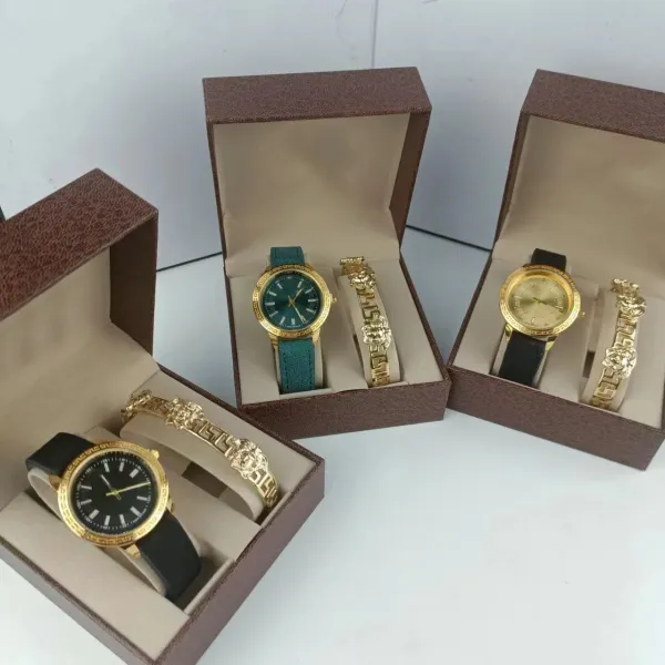 Versace Medusa Head Gold-Tone Watch and Bracelet Set Black Watches - 2