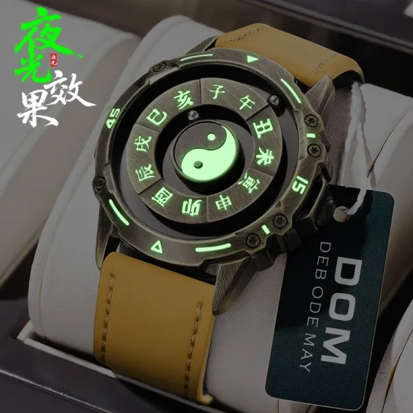 Design DOM Debo Demay Yin-Yang Glow Watch Tan Leather Strap Accessories.watches - 1