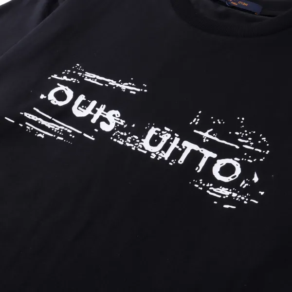 Louis Vuitton Distressed Logo T-Shirt Black - 8