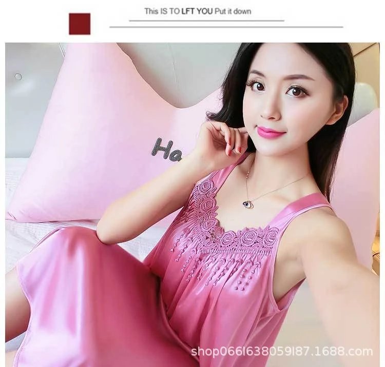 Design Lace-Trimmed Light Blue Sleepwear Dress - 7
