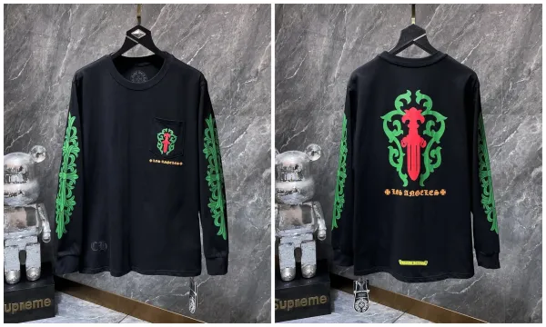 Chrome Hearts Los Angeles Long Sleeve T-Shirt Black Green Red - 1