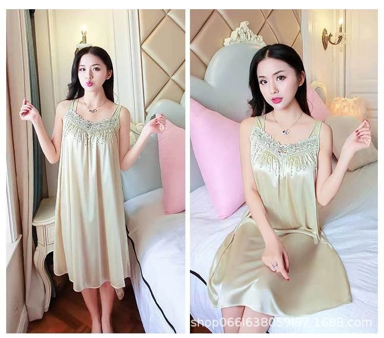 Design Lace-Trimmed Light Blue Sleepwear Dress - 20