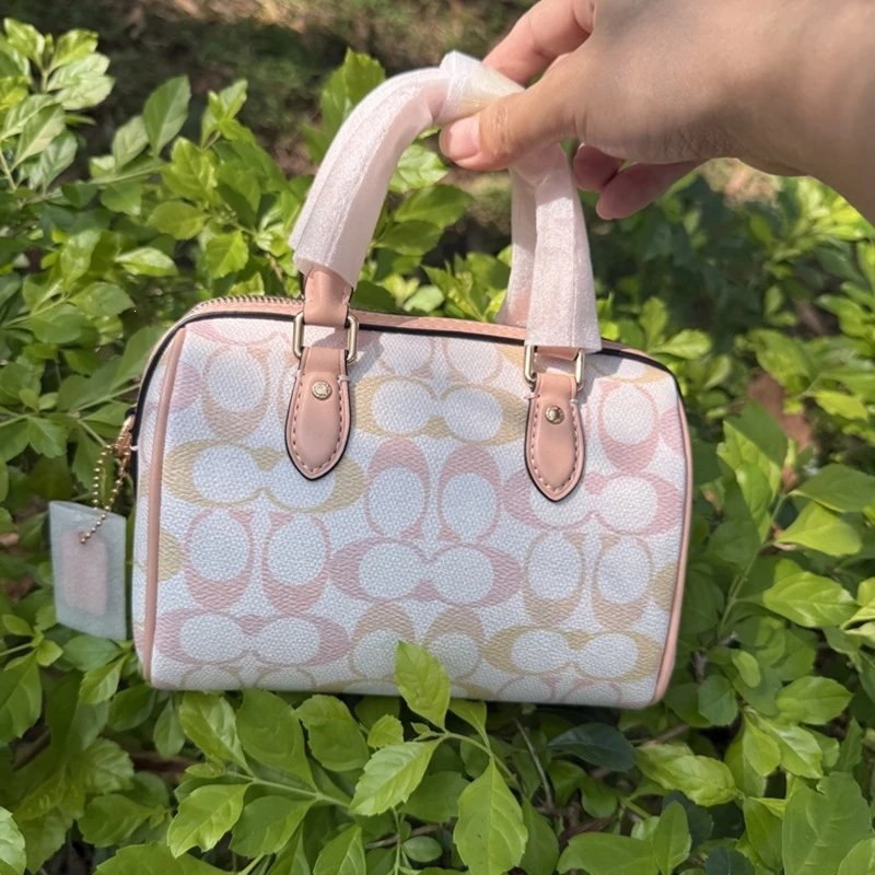 Coach Box Bag Mini Beige Signature Canvas Handbag - 25