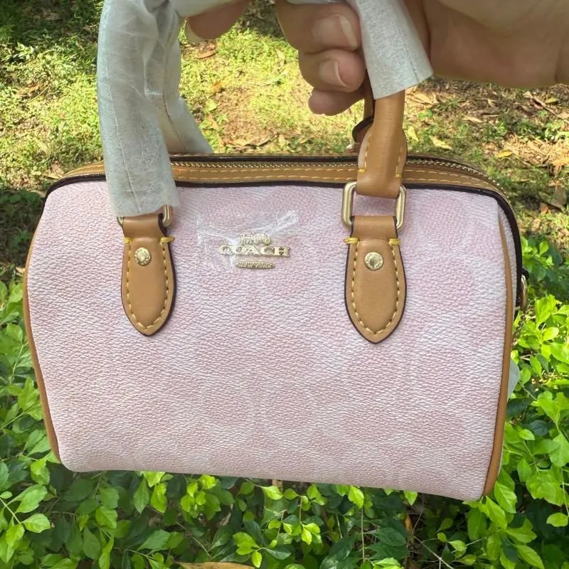 Coach Box Bag Mini Beige Signature Canvas Handbag - 30