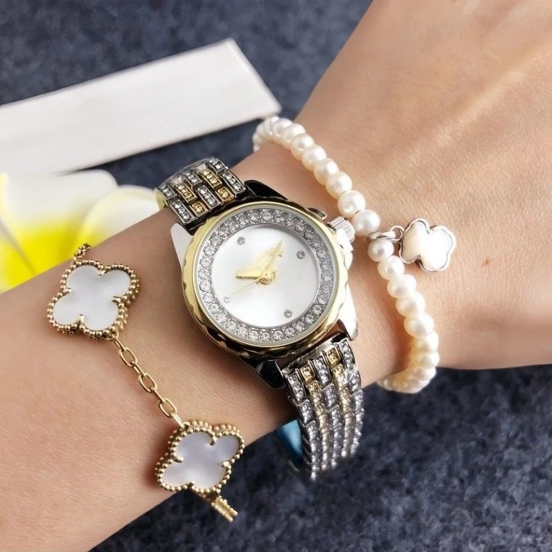 Design Luxury Crystal-Embellished Two-Tone Watch Gold Silver Watches - 11