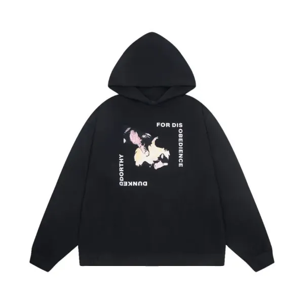 Design 'For Disobedience' Graphic Hoodie Black - 1