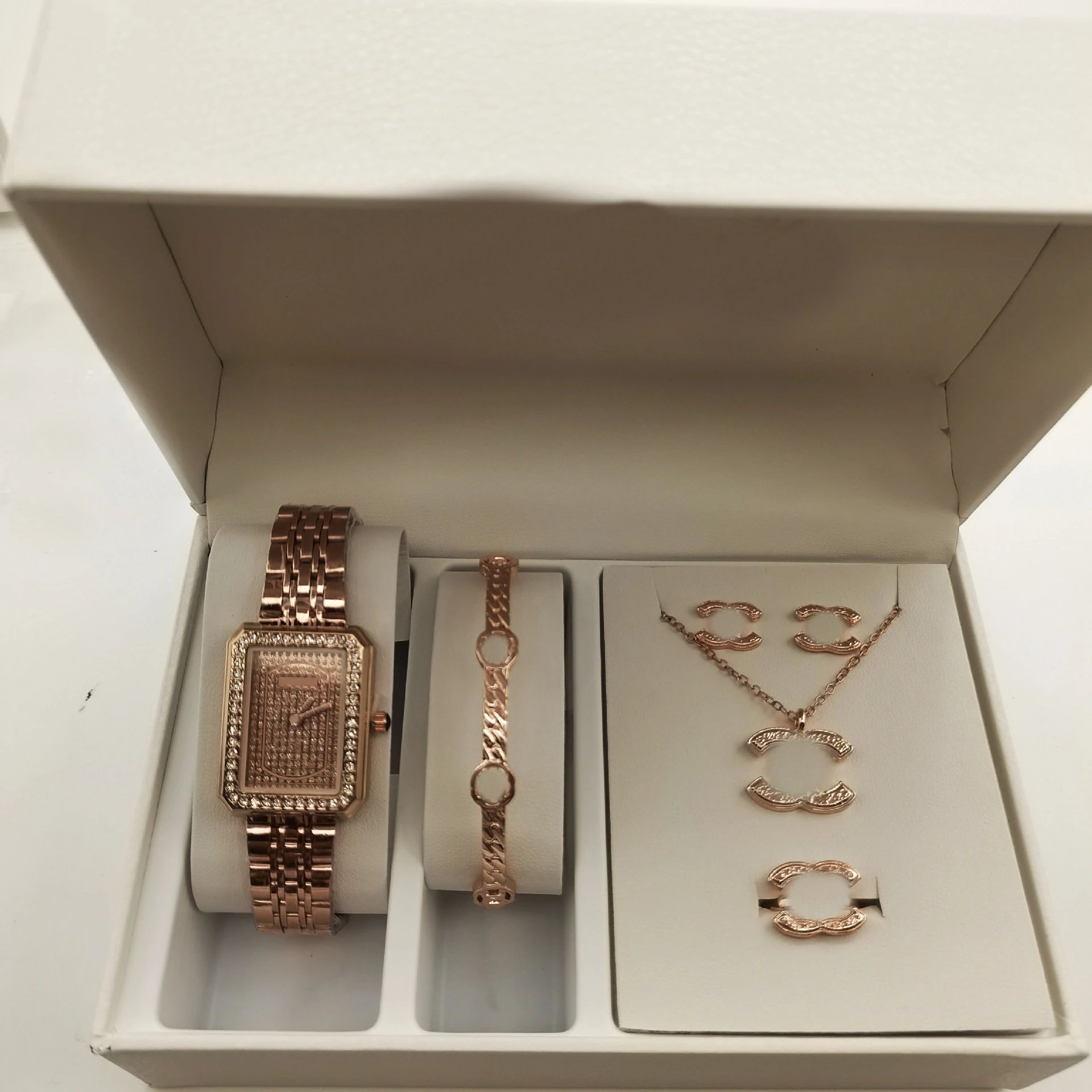 Chanel Coco Crush Set Silver-tone Crystal-Embellished Watch and Jewelry Set - 4