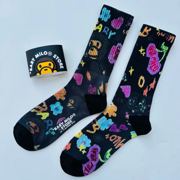 A Bathing Ape Baby Milo Store Multicolor Graphic Socks - 1
